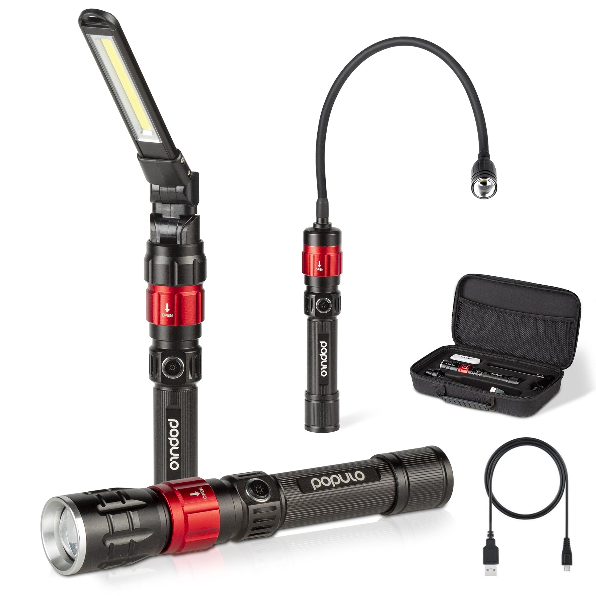 LED Flashlight & Work Light, Battery Operated, Magnetic Base, Water  Resistant
