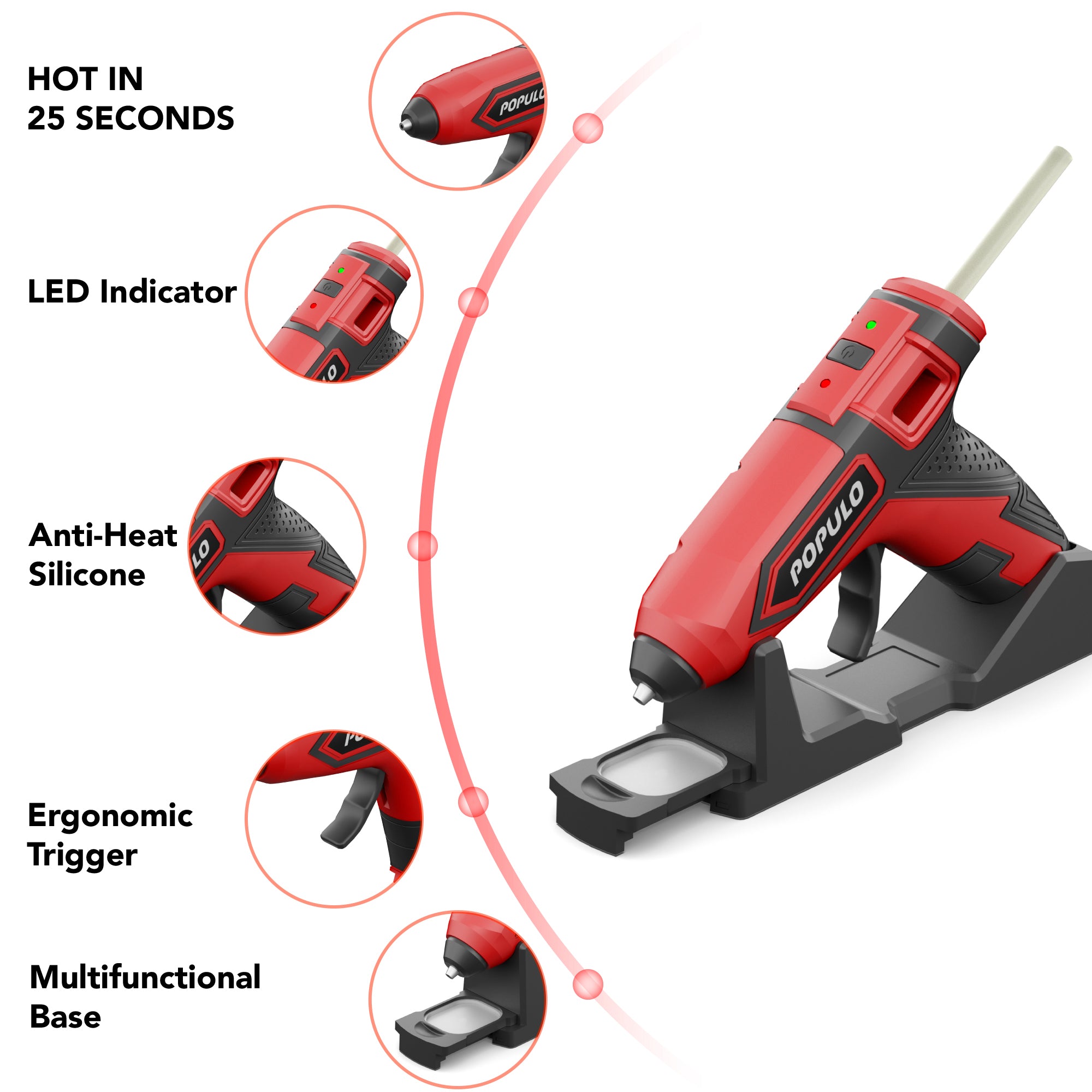 Hot Melt Glue Gun Pro'sKit GK-368 Battery Cordless Charging 7W/6V +3pcs 7mm  Glue Stick Portable Power Tools For DIY Craft Model