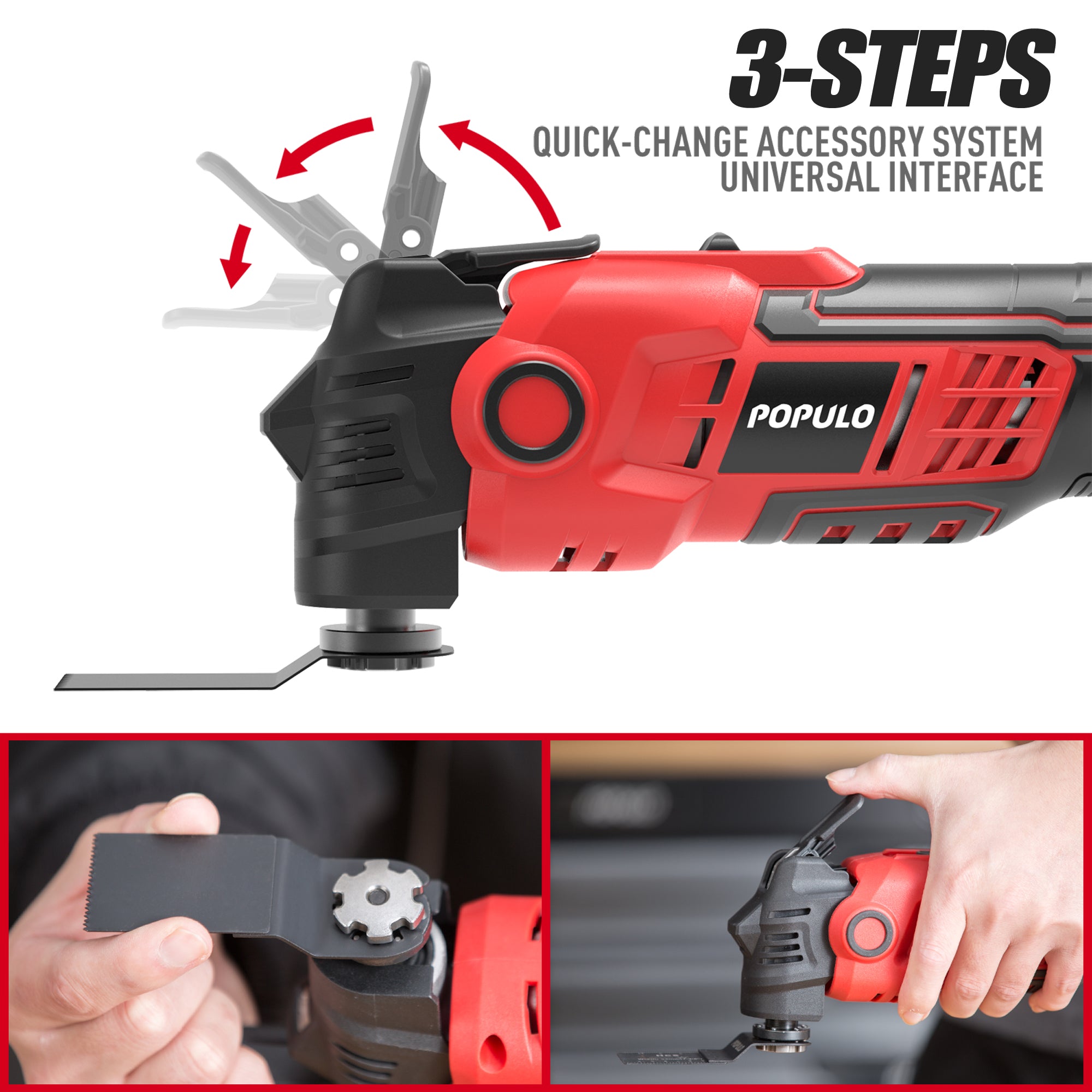 TEENO Oscillating Tool, Cordless Oscillating Multi-Tool with 20V 2Ah  Lithium-Ion, 5000-18000 OPM, 6 Variable Speed, 3.2° Oscillation Angle, for